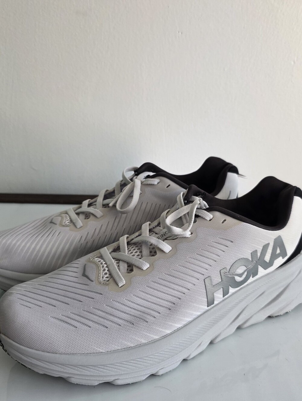 Hoka White and Gray Road-Running Trainers